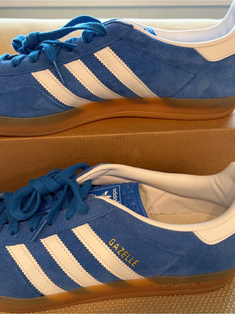 adidas Blue Suede Sneakers with White Three Stripes